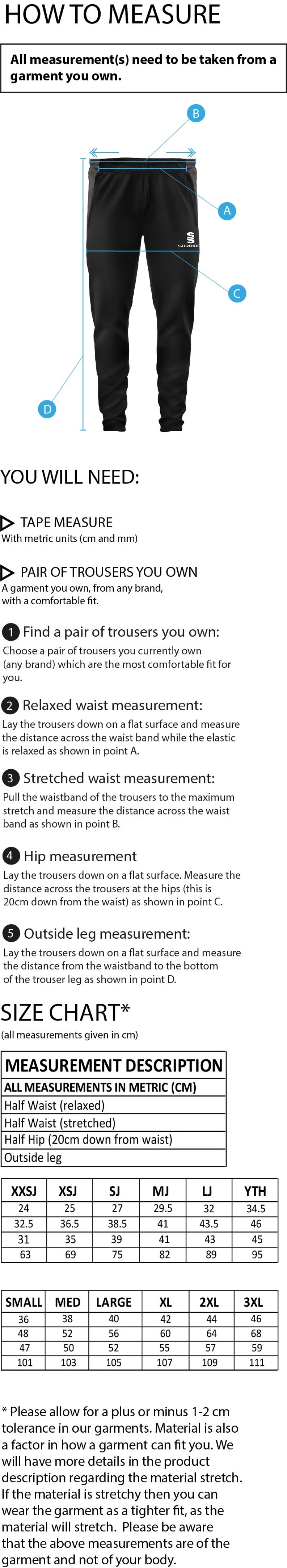 Hull York Medical School Dual Tek Skinny Pants - Size Guide