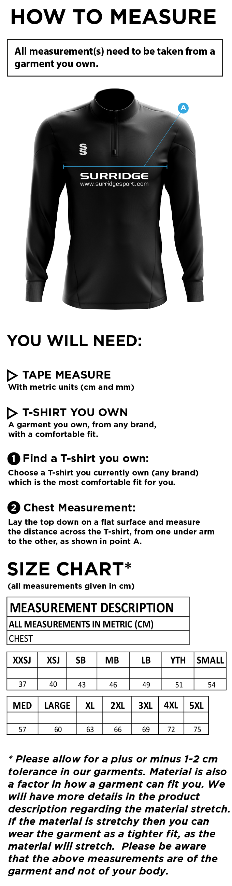 Hull York Medical School Dual Mid-Layer - Size Guide